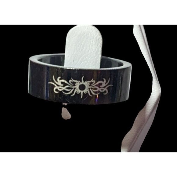 Black Stainless Steel Tribal Sun Design 316L Ring Size 10 1/2 - Picture 10 of 16